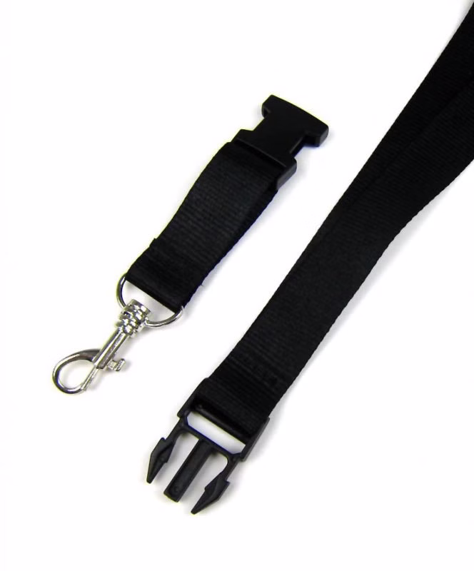 50x Schlüsselbänder schwarz Lanyard 2 x 55cm mit Haken