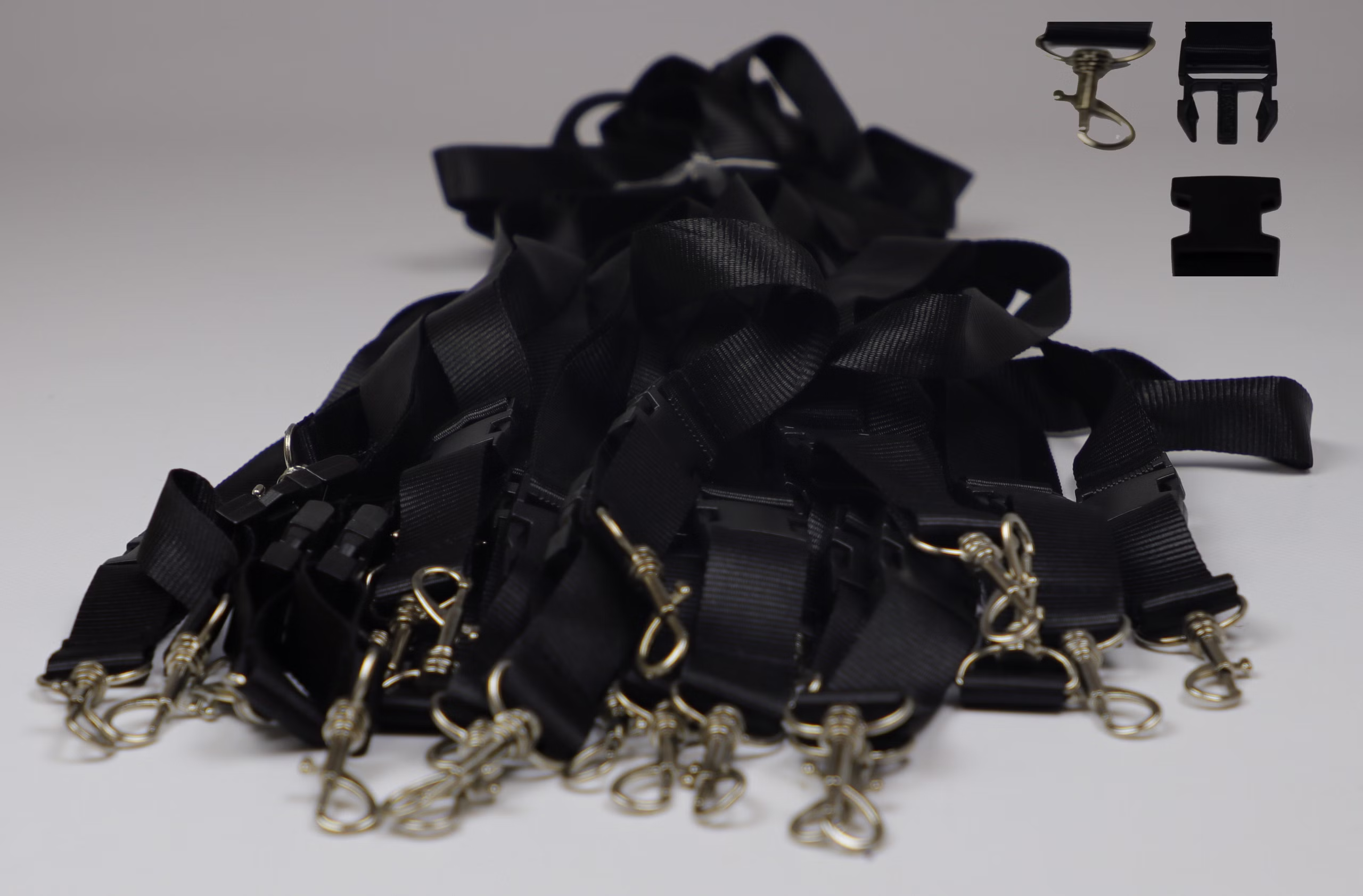 50x Schlüsselbänder schwarz Lanyard 2 x 55cm mit Haken