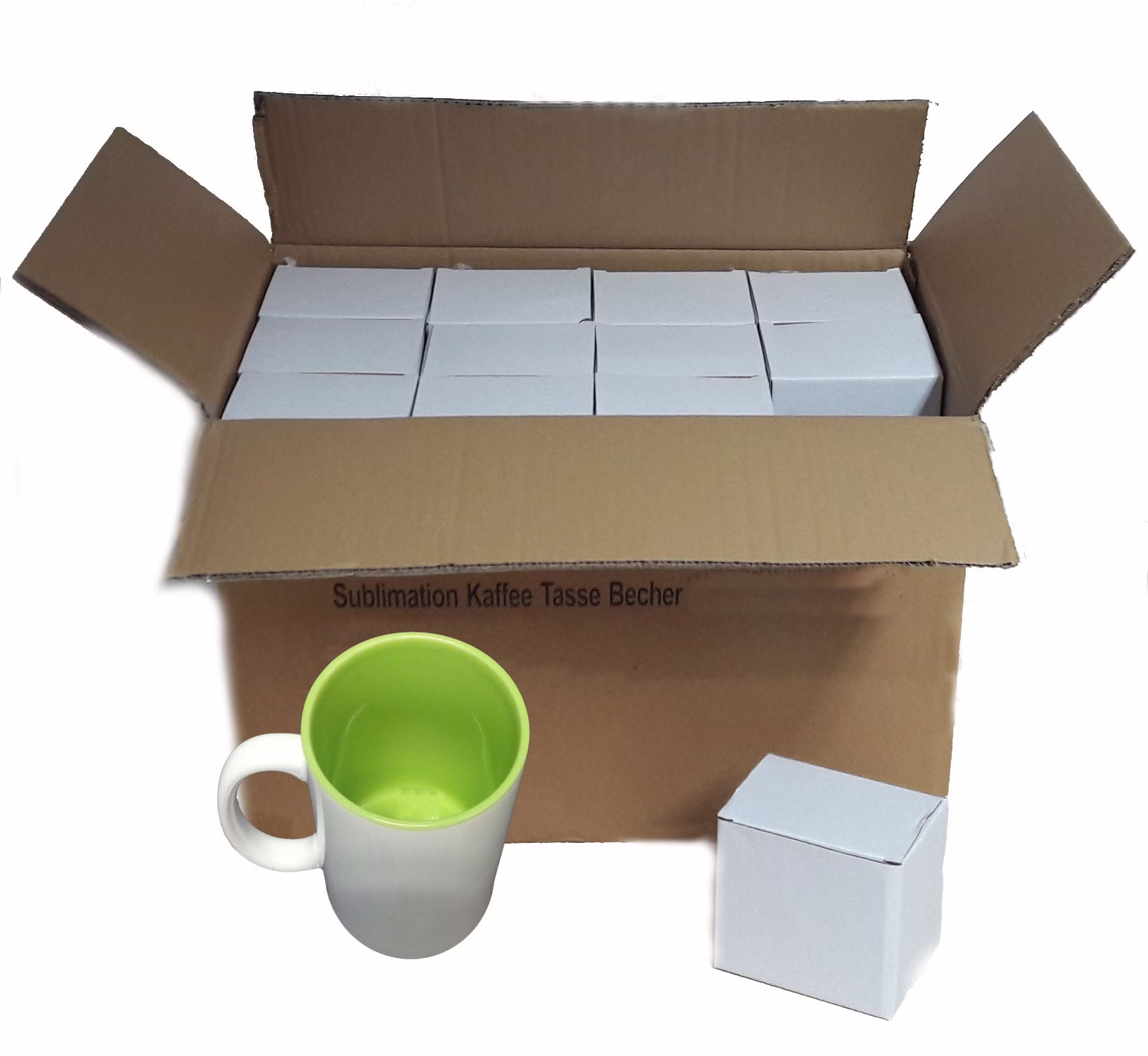 Sublimation 36 Stück Kaffee Tassen Becher WEISS - INNEN GRÜN Sublimation 36 Stück Kaffee Tassen Becher WEISS - INNEN GRÜN