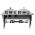 Edelstahl Speisenwärmer Runder Warmhaltebehälter Chafing Dish 2x 4,5 Liter Edelstahl Speisenwärmer Runder Warmhaltebehälter Chafing Dish 2x 4,5 Liter