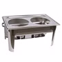 Edelstahl Speisenwärmer Runder Warmhaltebehälter Chafing Dish 2x 4,5 Liter Edelstahl Speisenwärmer Runder Warmhaltebehälter Chafing Dish 2x 4,5 Liter