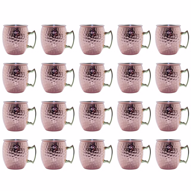 20 Stück Moscow Mule Becher Kupferbecher gehämmert Cocktail Tasse mit Hammerschlag