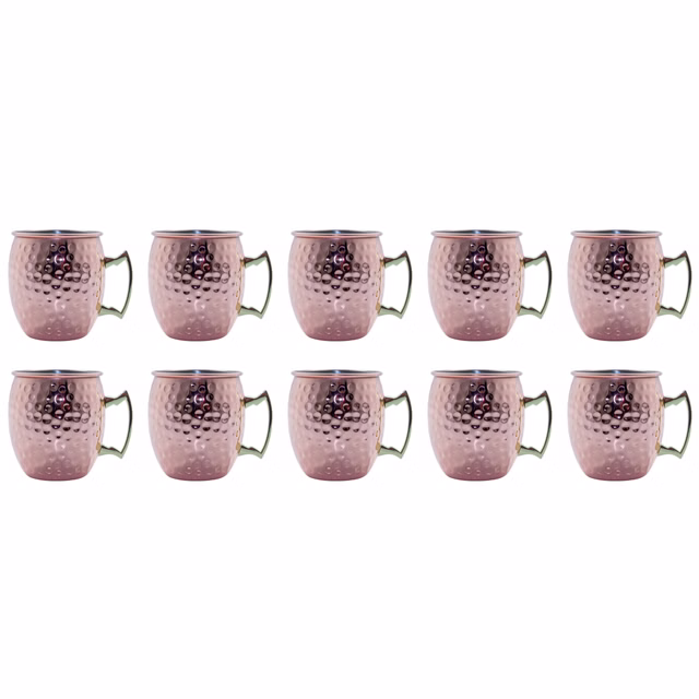 10 Stück Moscow Mule Becher Kupferbecher gehämmert Cocktail Tasse mit Hammerschlag