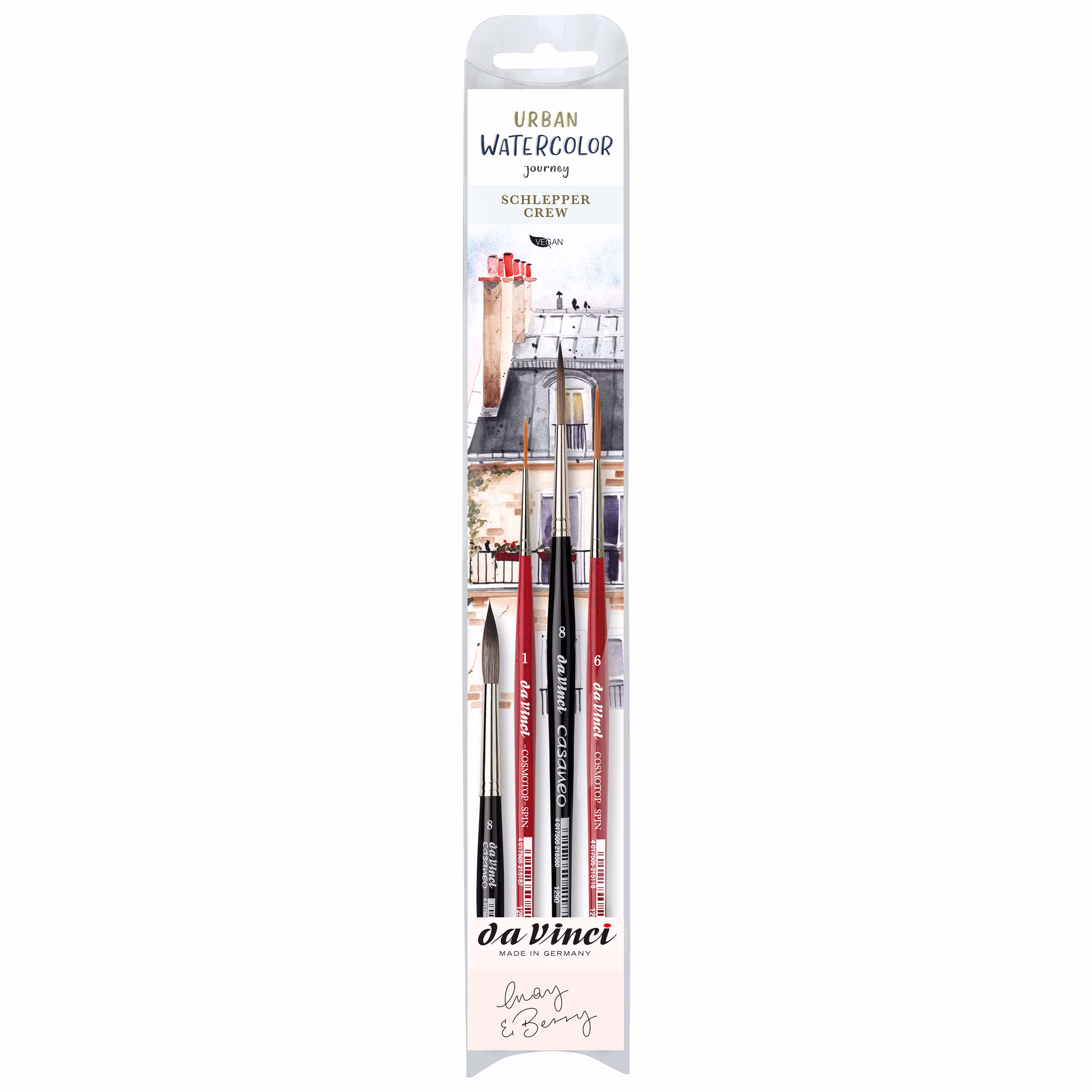  Pinselset da Vinci  Urban Watercolor Journey Schlepper Crew by May & Berry 5602