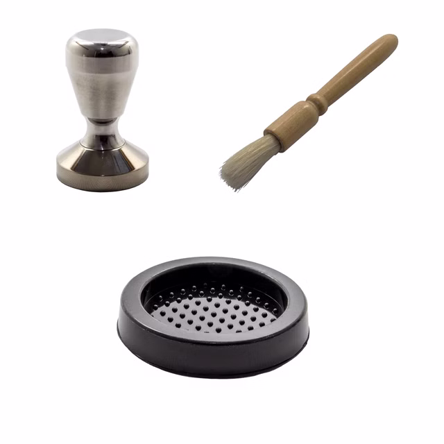 Espresso Set , Kaffeepinsel, Kaffee Coffee Barista Tamper - Durchmesser 51 mm & Stempel Matte Ablage rund
