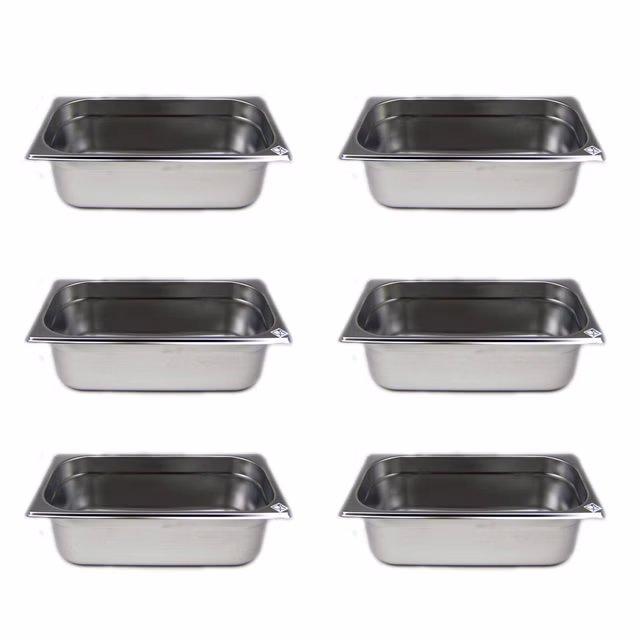 AcMax 6 Stück GN 1/3 Gastronormbehälter GN-Behälter Edelstahl 4 Liter Tiefe 100mm