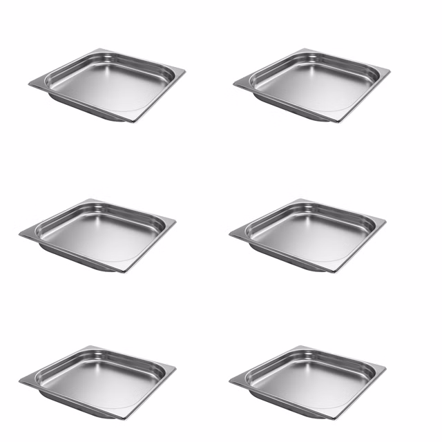 AcMax 6 Stück GN 2/3 Gastronormbehälter GN-Behälter Edelstahl 2,3 Liter Tiefe 40mm