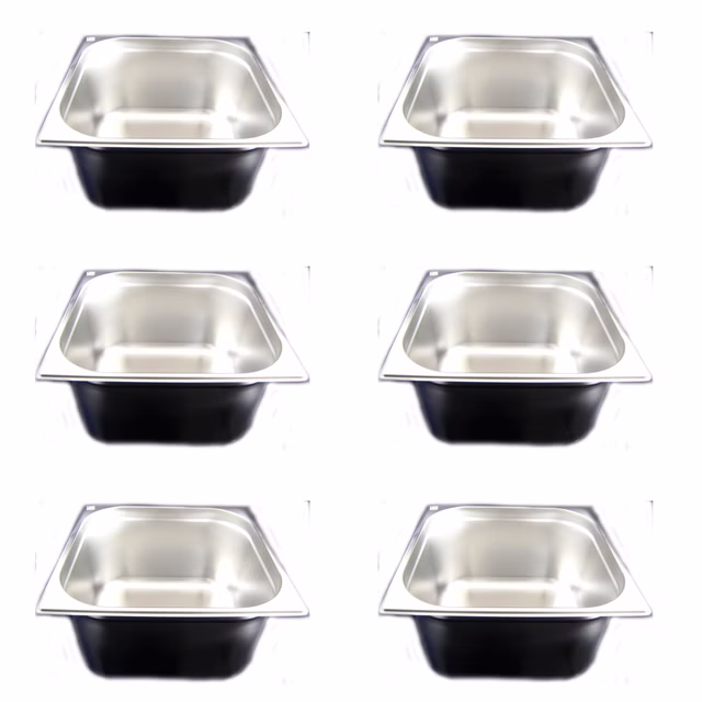 AcMax 6 Stück GN 2/3 Gastronormbehälter GN-Behälter Edelstahl 12,5 Liter Tiefe 200mm