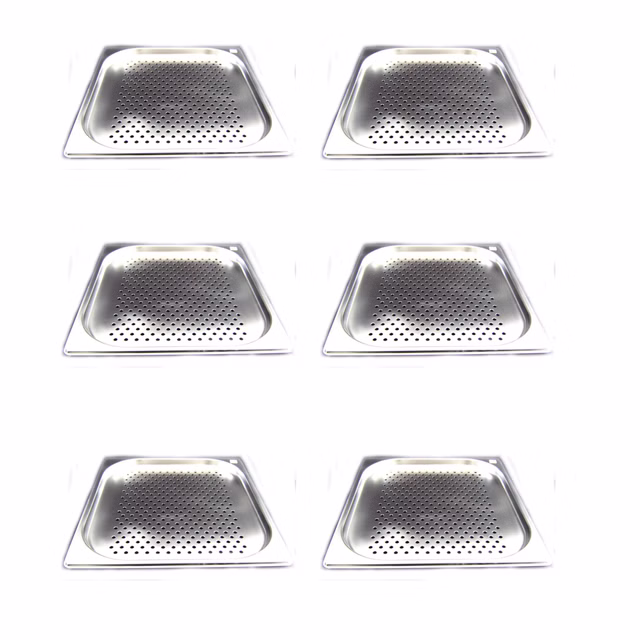 AcMax 6 Stück GN 2/3 Gastronormbehälter GN-Behälter Edelstahl Tiefe 20mm ***GELOCHT***