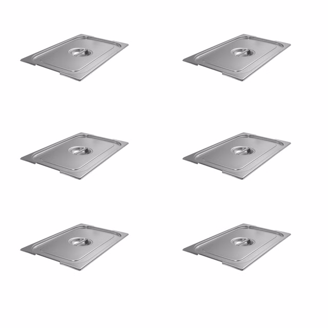 AcMax 6 Stück GN 1/1 Deckel Abdeckung für GN-Behälter mit Fallgriff Aussparung Edelstahl