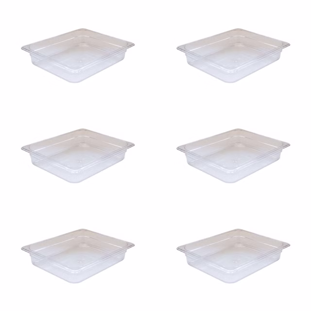 AcMax 6 Stück Polycarbonat GN 1/2 Gastronormbehälter GN-Behälter 4 Liter Tiefe 65mm Kunststoff