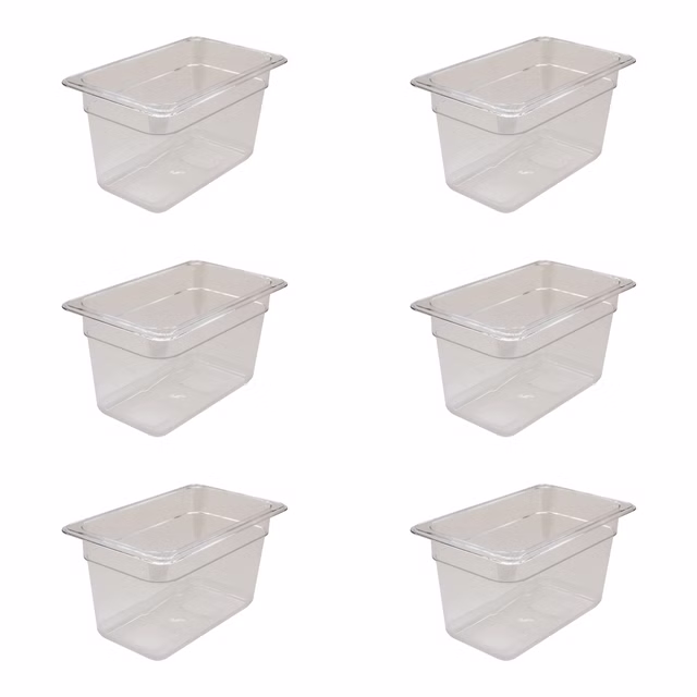 AcMax 6 Stück Gastronormbehälter GN 1/4 Polycarbonat GN-Behälter 4 Liter Tiefe 150mm Kunststoff