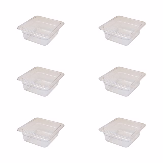 AcMax 6 Stück Gastronormbehälter GN 1/6 Polycarbonat GN-Behälter 1 Liter Tiefe 65mm Kunststoff