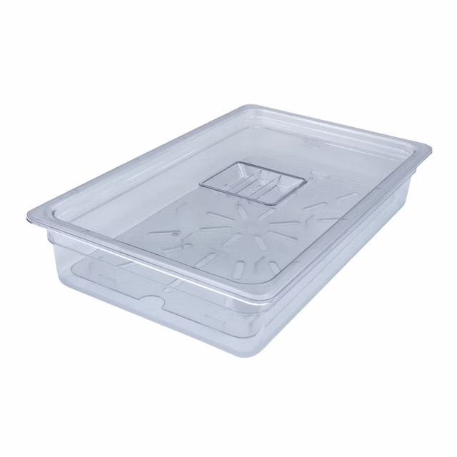 AcMax Set GN 1/1 Polycarbonat Behälter 16 Liter 100mm tief mit Deckel und Abtropfeinlage