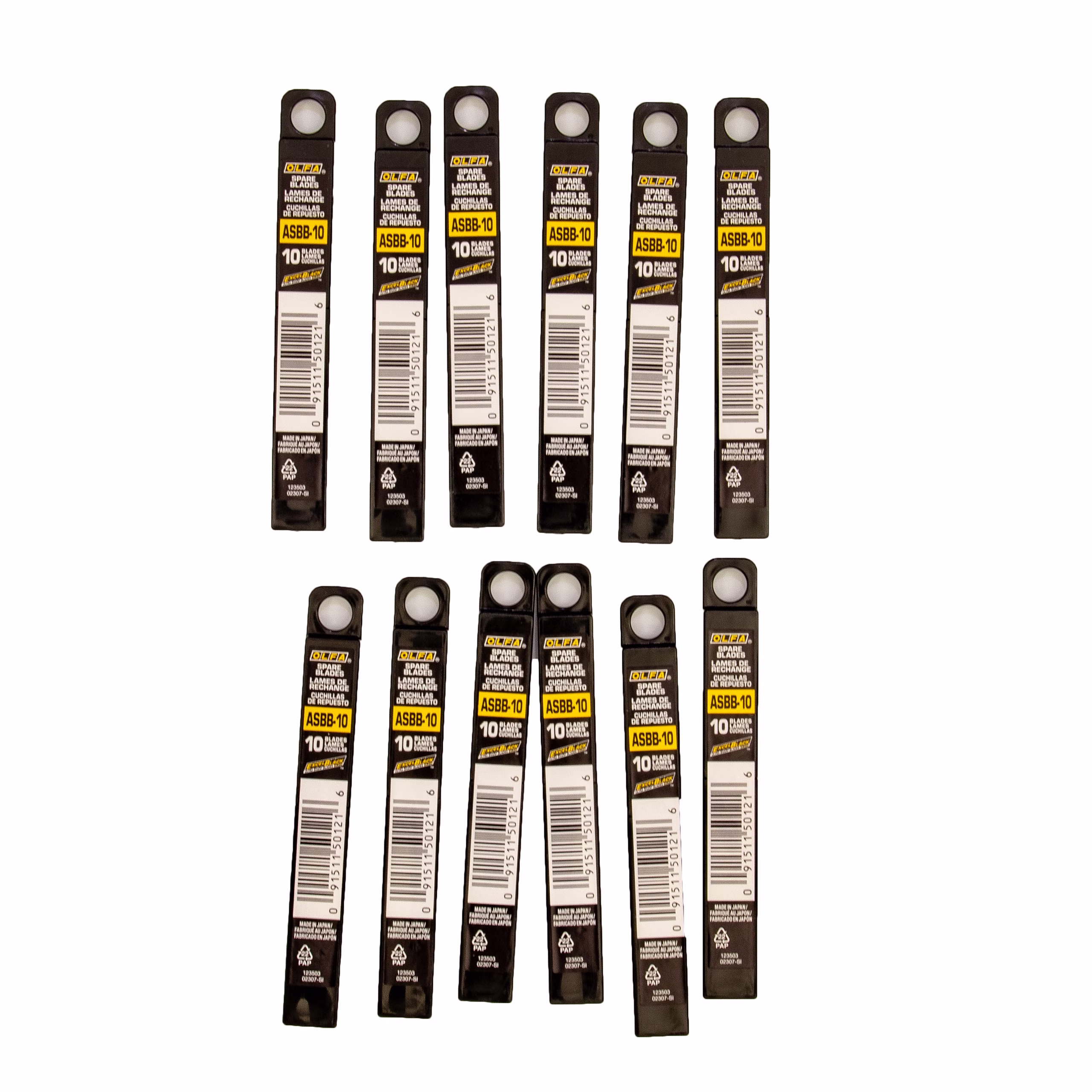 Olfa 12 Stück, Etui mit 10 extra scharfen 9 mm Klingen für Standardmodelle