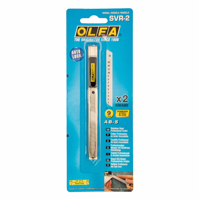 Olfa SVR-2 Slimline Edelstahl-Schnappmesser mit Taschenclip, Grau Olfa SVR-2 Slimline Edelstahl-Schnappmesser mit Taschenclip, Grau