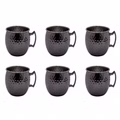 AcMax 6 Stück Set Moscow Mule Becher Kupferbecher gehämmert Cocktail Tasse mit Hammerschlag Gunmetal black AcMax 6 Stück Set Moscow Mule Becher Kupferbecher gehämmert Cocktail Tasse mit Hammerschlag Gunmetal black