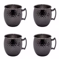 AcMax 4 Stück Set Moscow Mule Becher Kupferbecher gehämmert Cocktail Tasse mit Hammerschlag Gunmetal black AcMax 4 Stück Set Moscow Mule Becher Kupferbecher gehämmert Cocktail Tasse mit Hammerschlag Gunmetal black